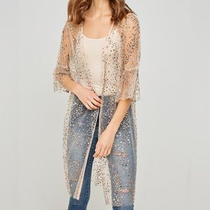 Hayden Small Rainbow Sheer Glitter Sequin Kimono Duster